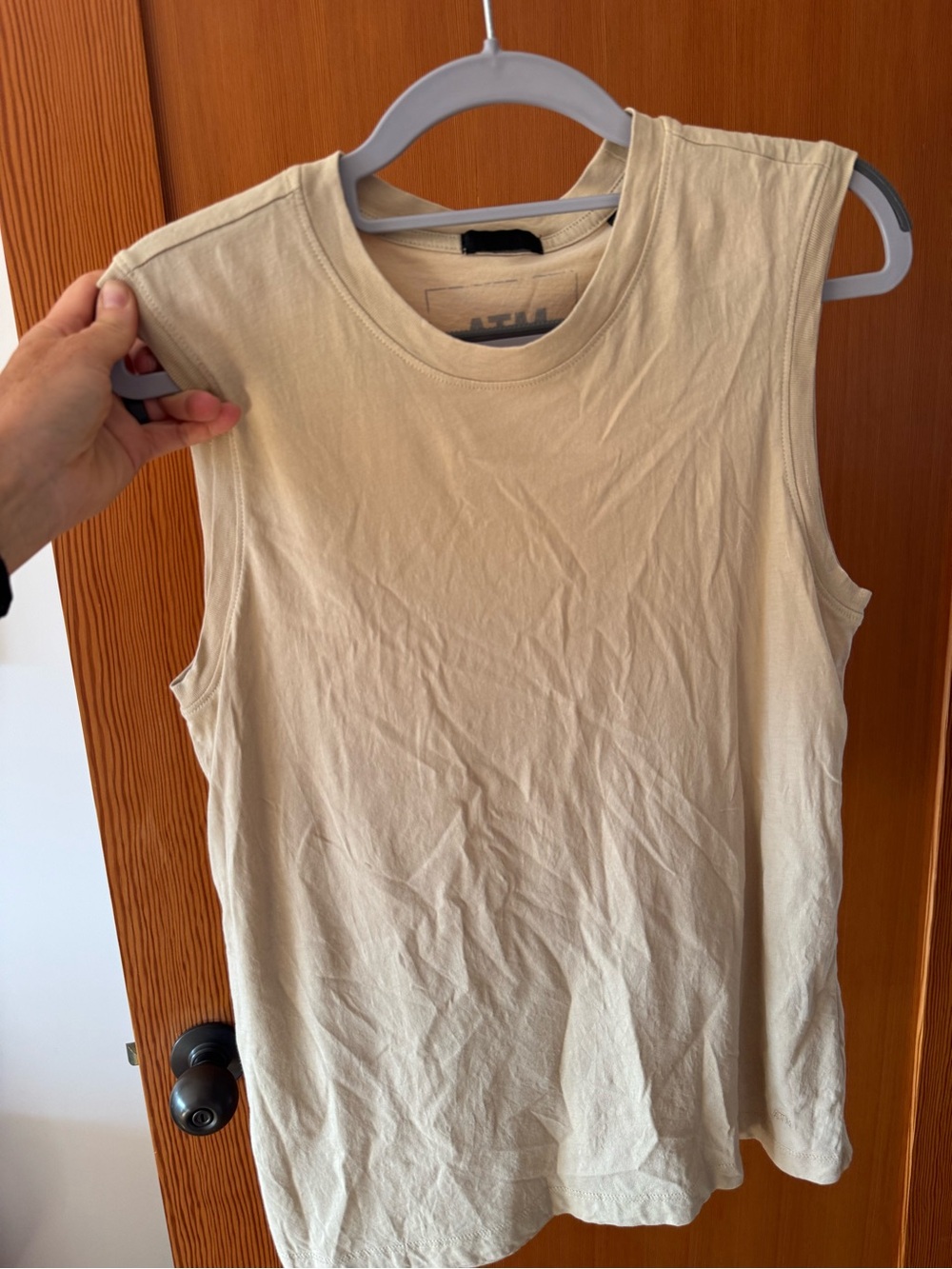 100% Cotton Sleeveless Cream Women's Tank Top